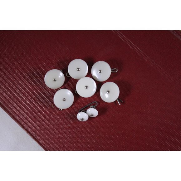 Vintage lot of 6 removable uniform buttons with metal shanks clips + cufflink / - Picture 2 of 7